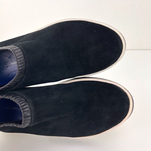 Stuart Weitzman Womens Sneakers 8 SW 612 Suede Black Platform White Slip On - Picture 7 of 10